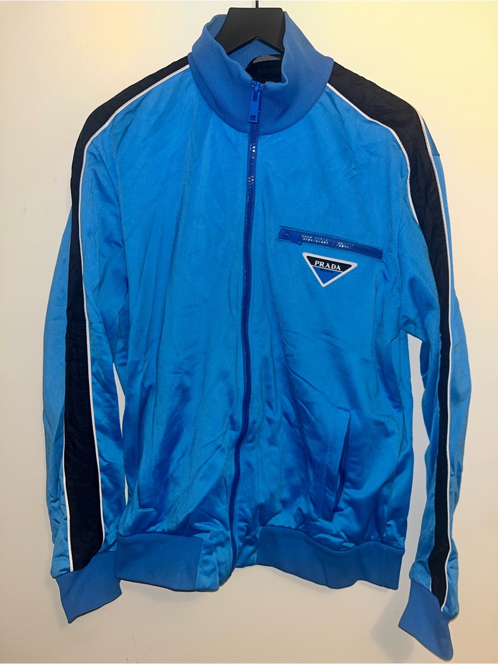 Men's Prada Blue Track Jacket with Black I Trim